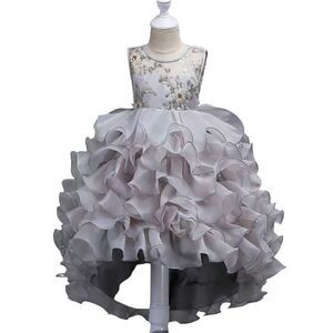 girls sleeveless, puffy, gray party dress, high low hem beautiful size 4/5 years